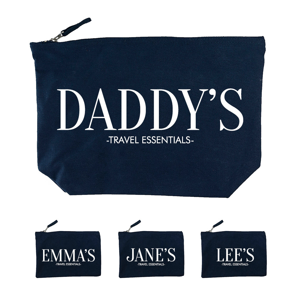 Personalised Daddy & Me Navy Wash Bags