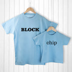 Personalised Daddy and Me Chip off the Old Block Blue T-Shirts