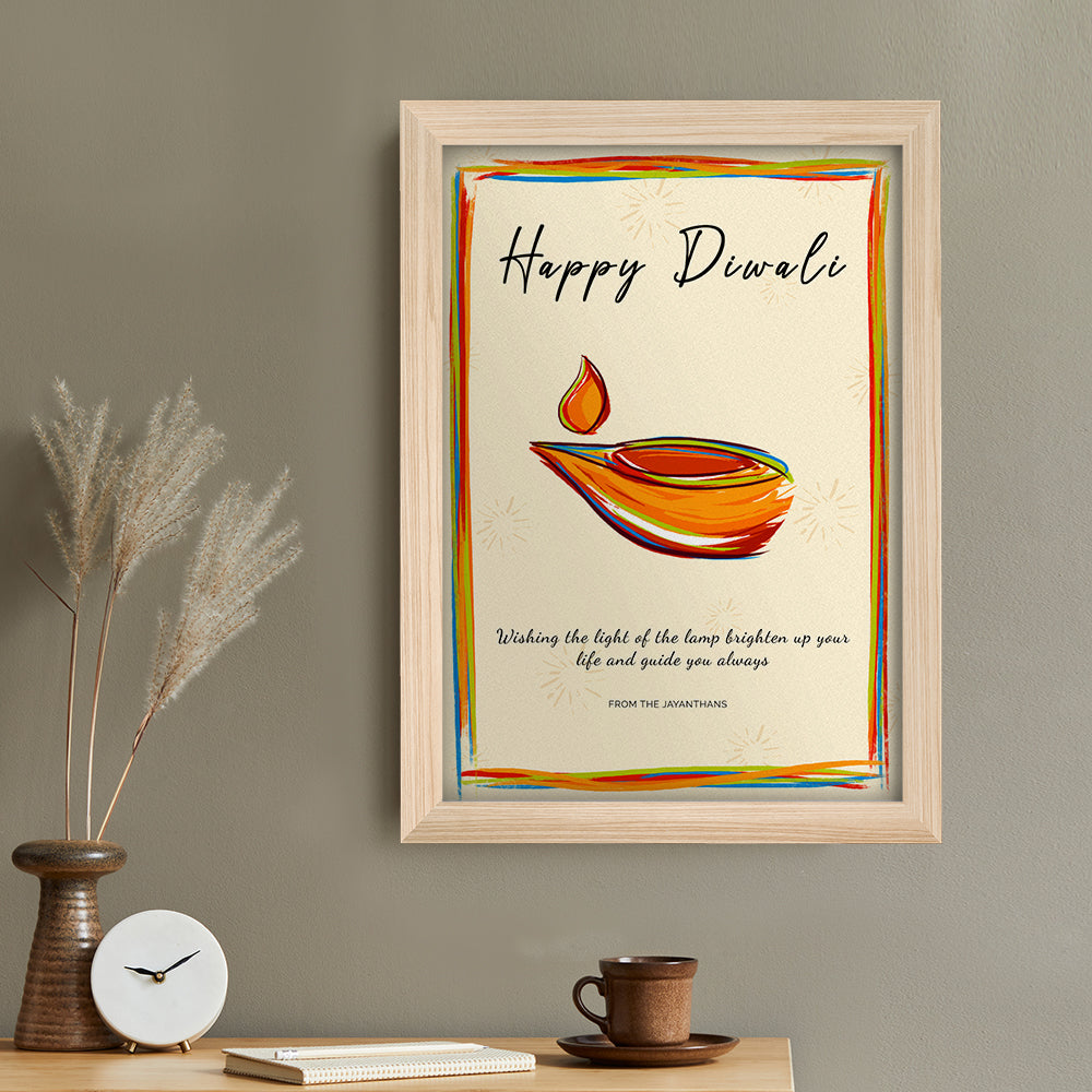 Personalised Diwali Colourful Light Framed Print
