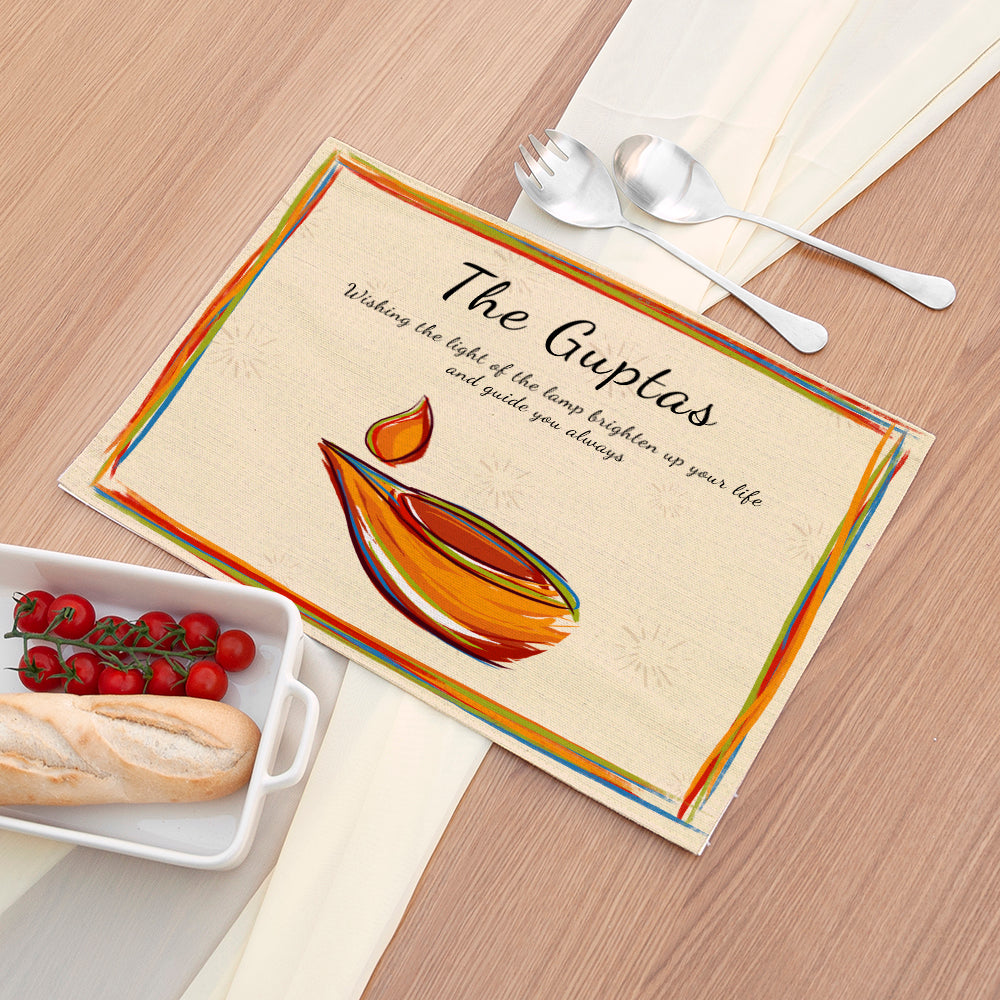 Personalised Diwali Watercolour Lamp Placemat