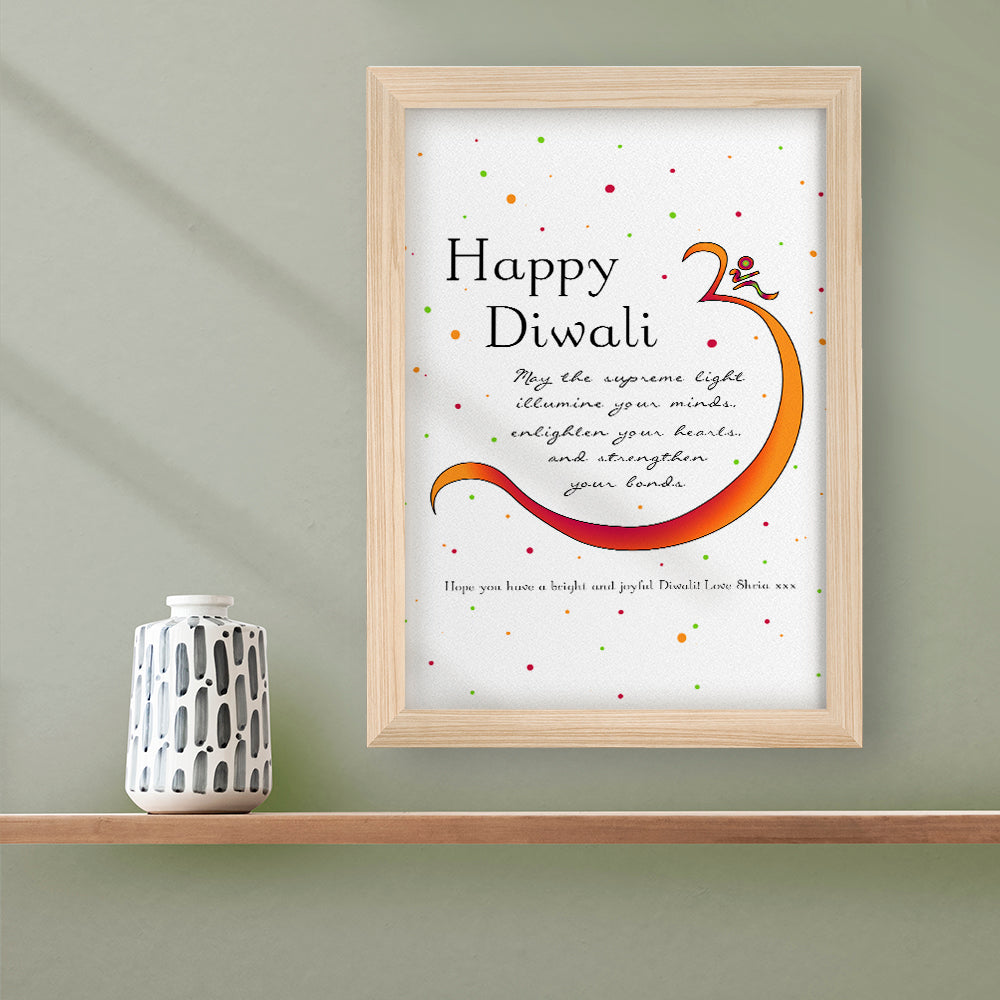 Personalised Diwali Colourful Om Symbol Framed Print