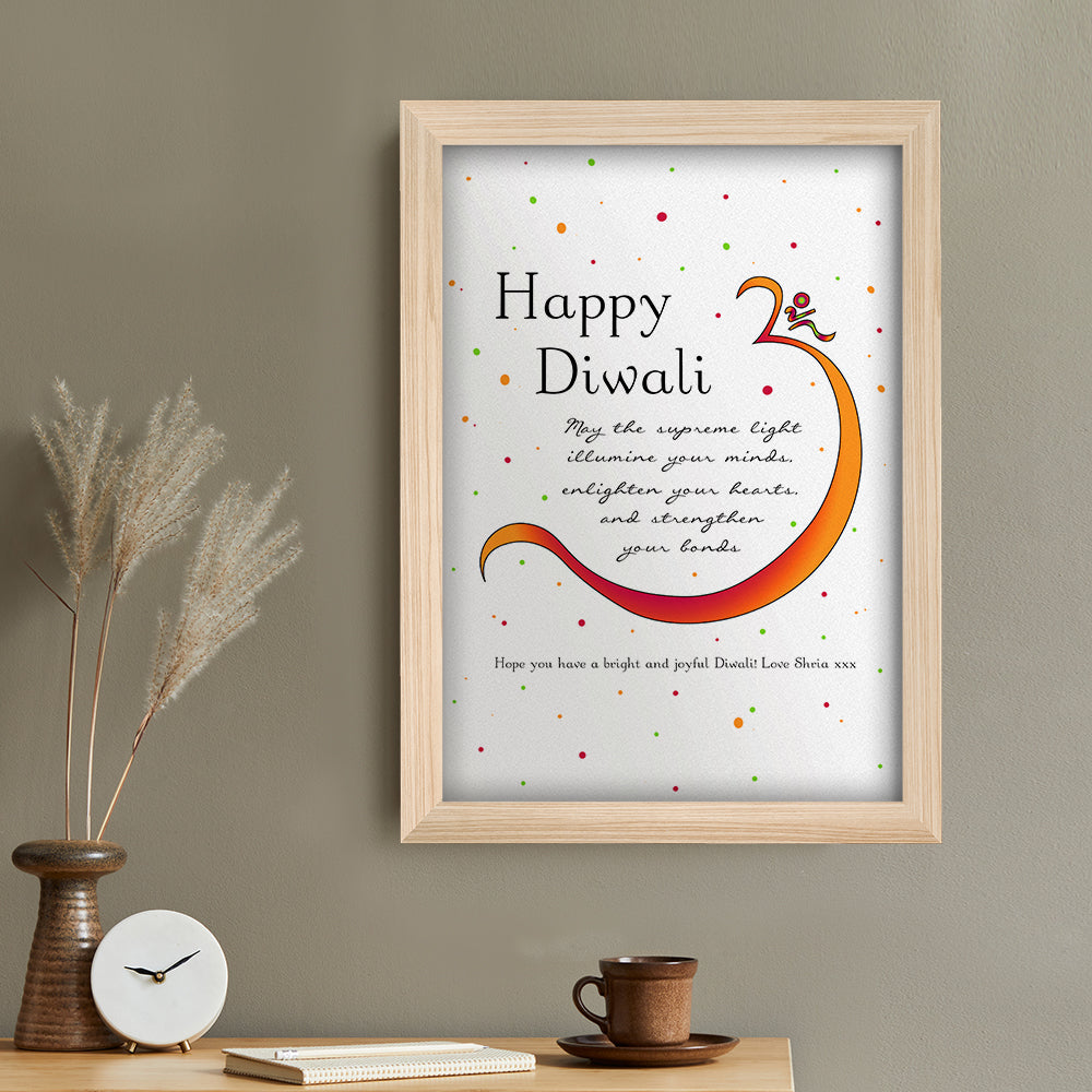 Personalised Diwali Colourful Om Symbol Framed Print