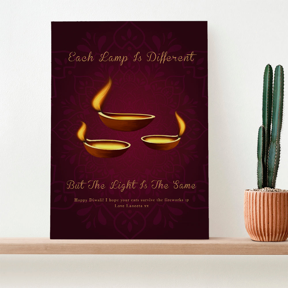 Personalised Diwali Lamp Framed Print