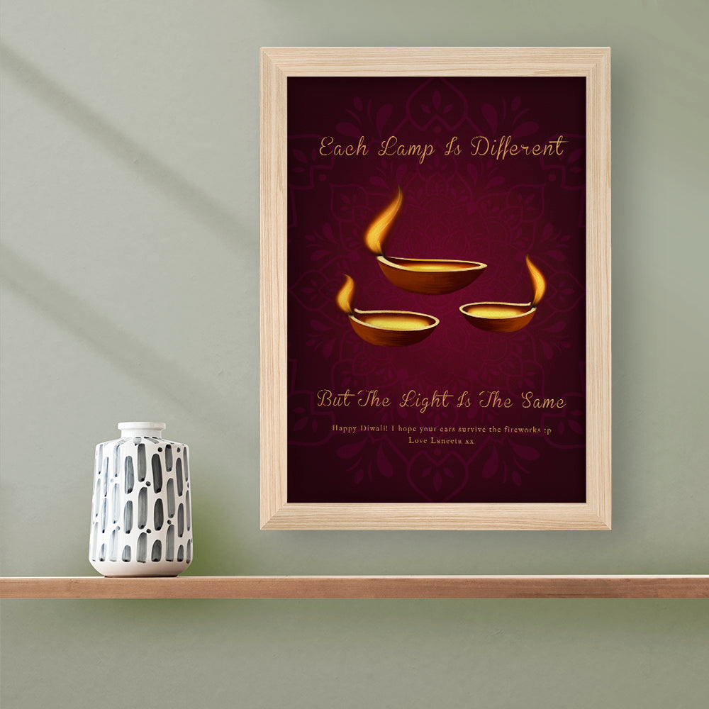 Personalised Diwali Lamp Framed Print