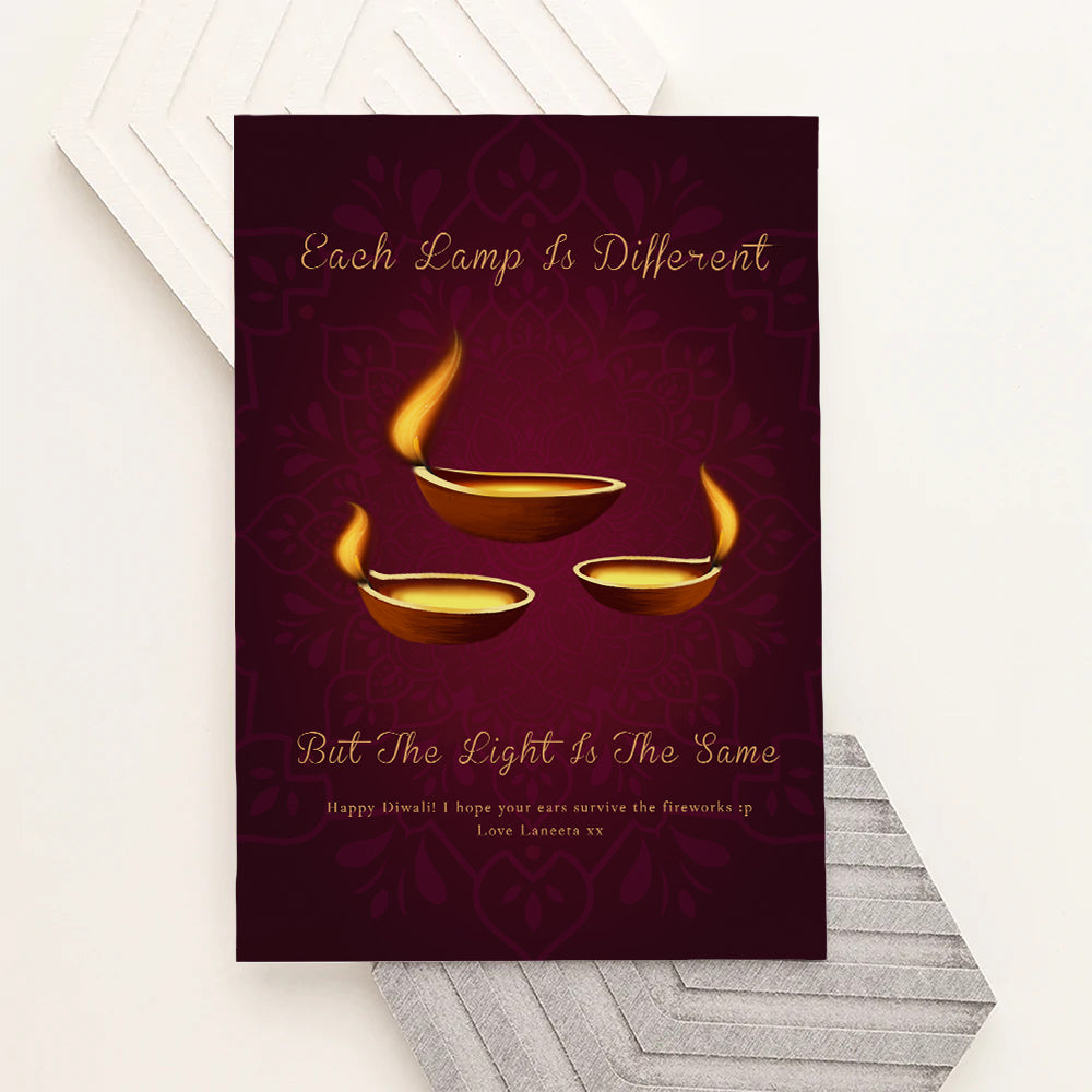 Personalised Diwali Lamp Framed Print