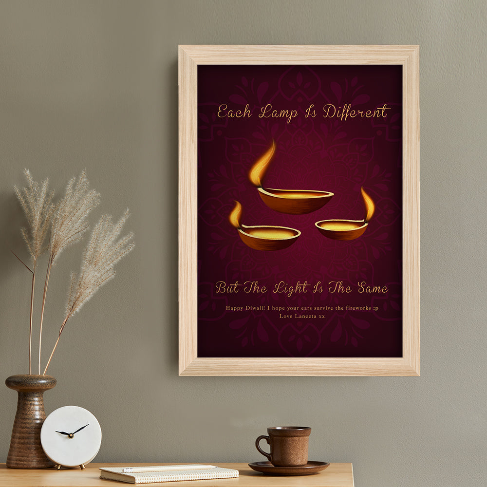 Personalised Diwali Lamp Framed Print
