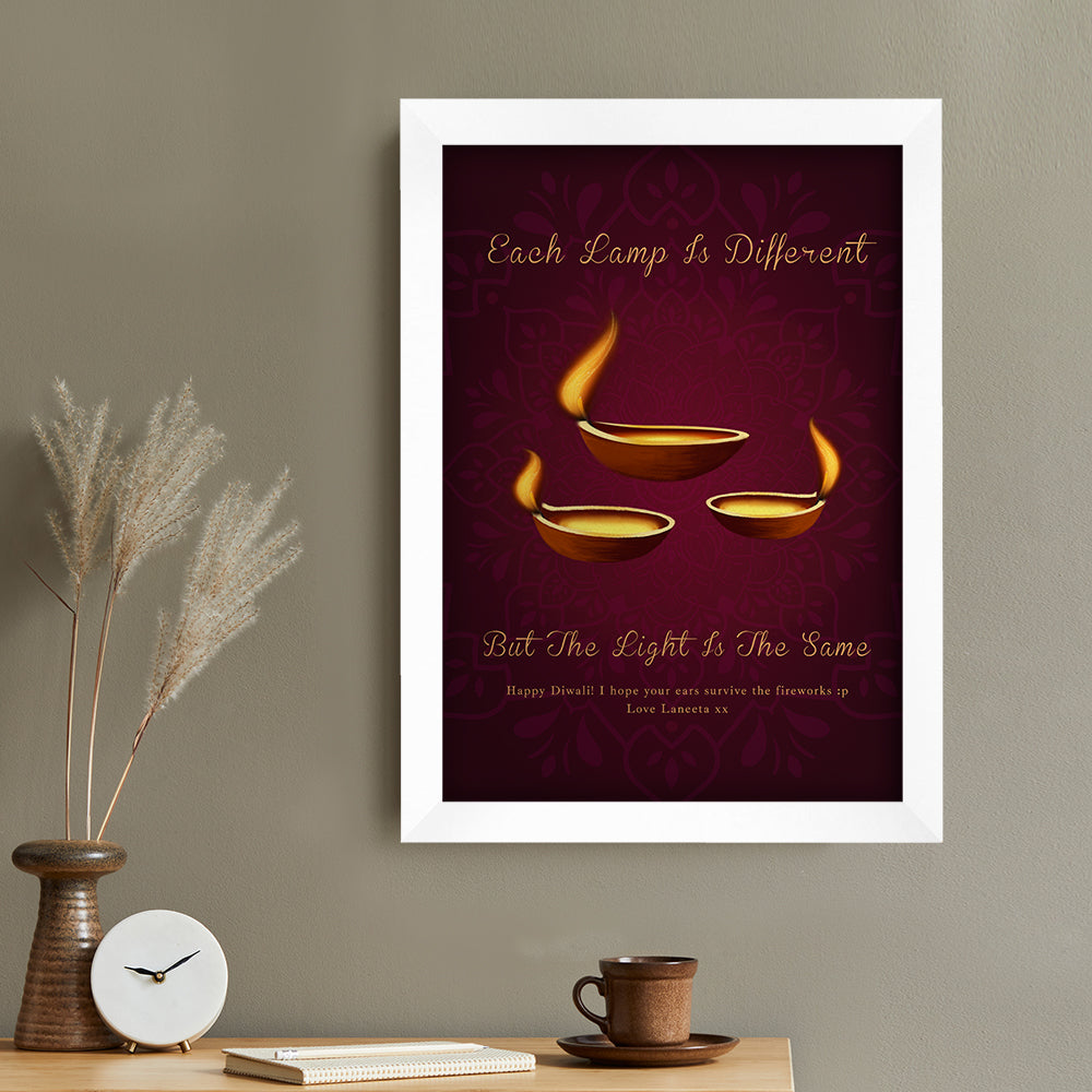 Personalised Diwali Lamp Framed Print