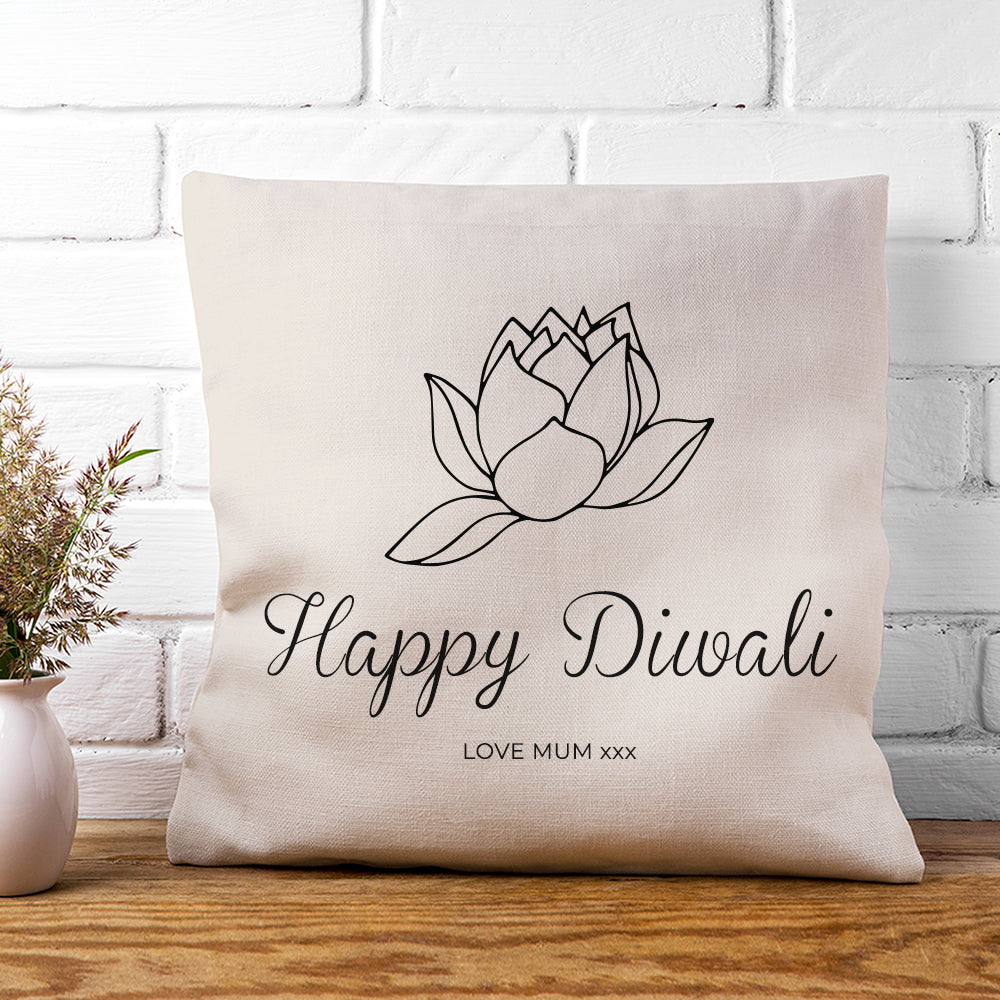 Personalised Diwali Lotus Cushion Cover
