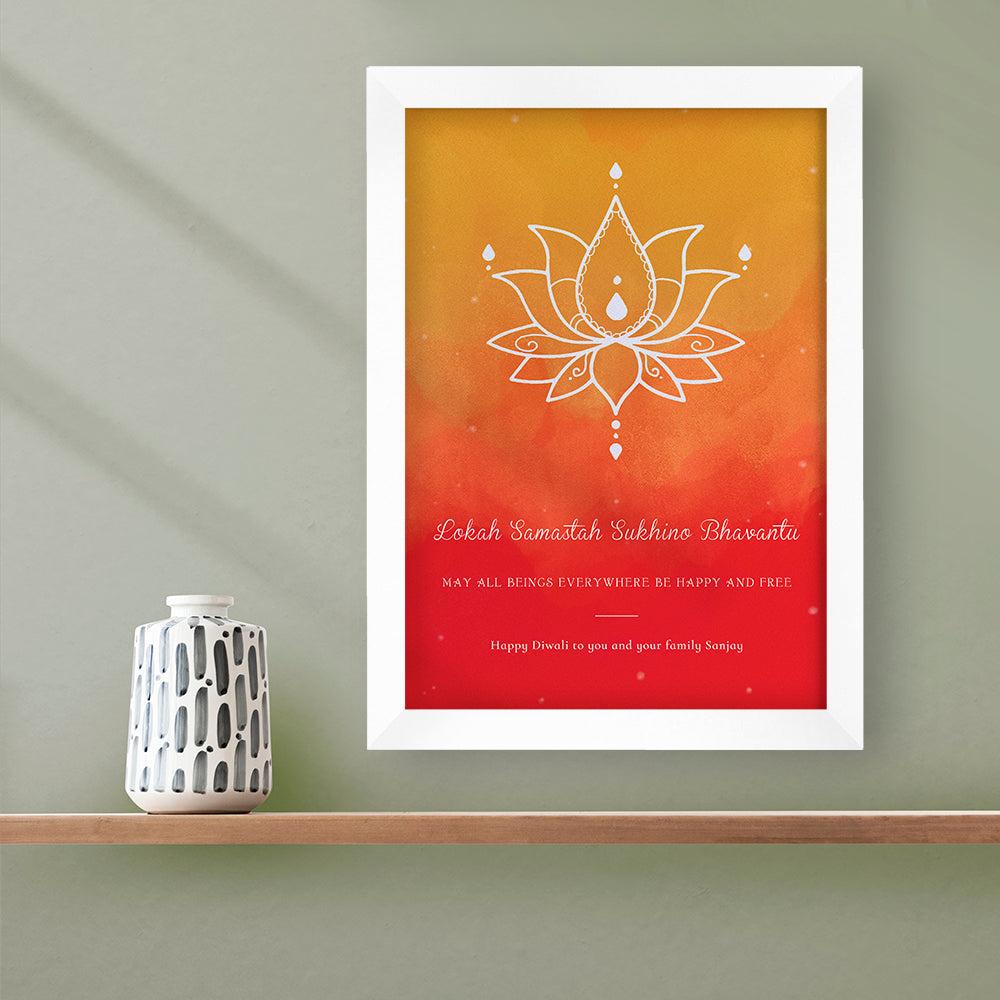 Personalised Diwali Lotus Framed Print