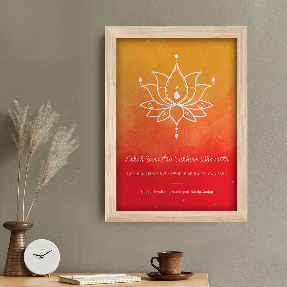 Personalised Diwali Lotus Framed Print