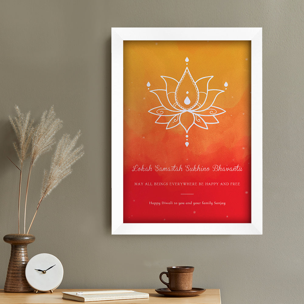 Personalised Diwali Lotus Framed Print