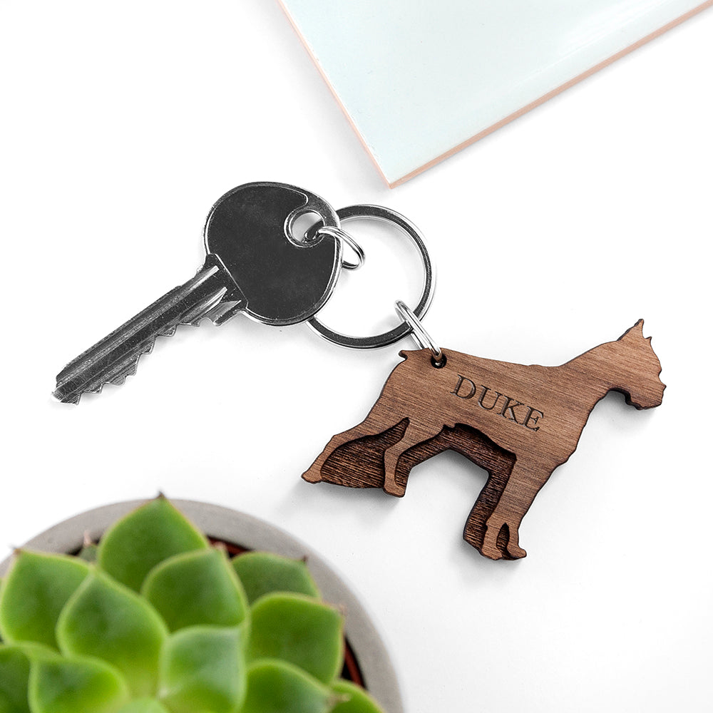 Personalised Dog Breed Wooden Keyring