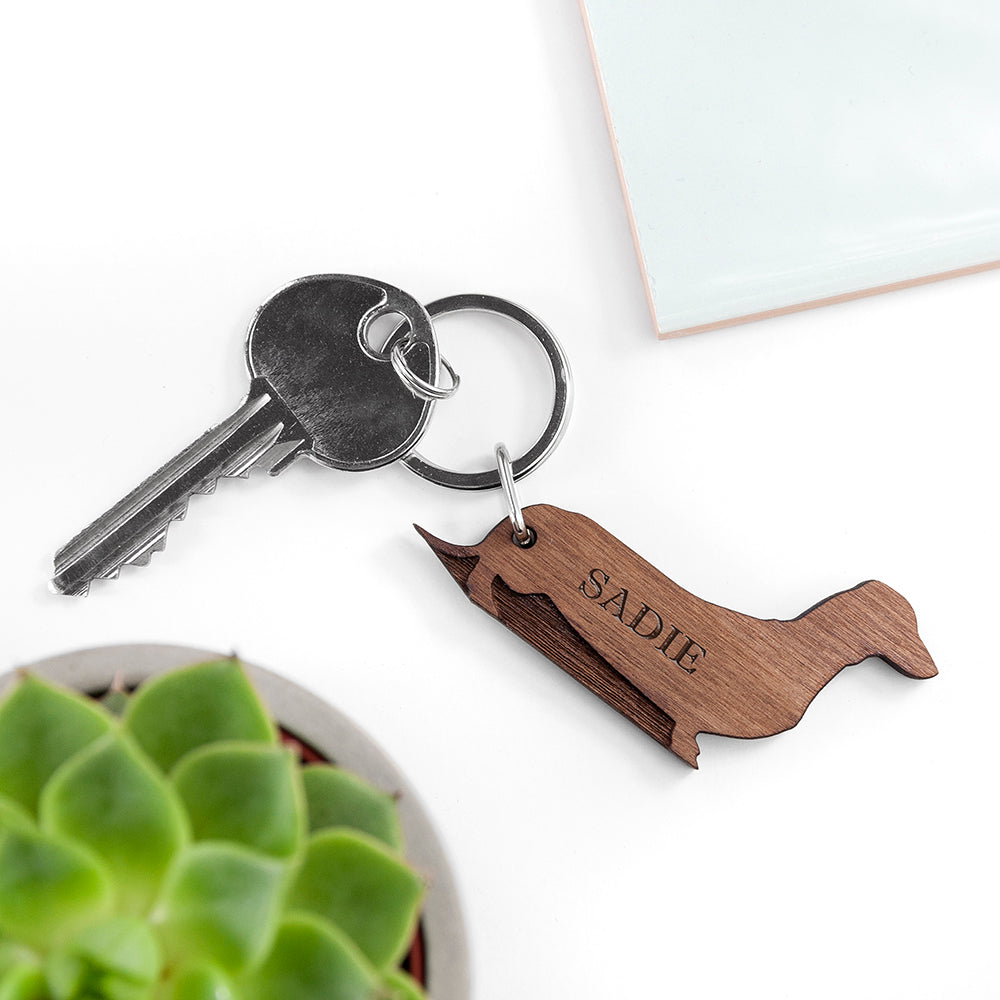 Personalised Dog Breed Wooden Keyring