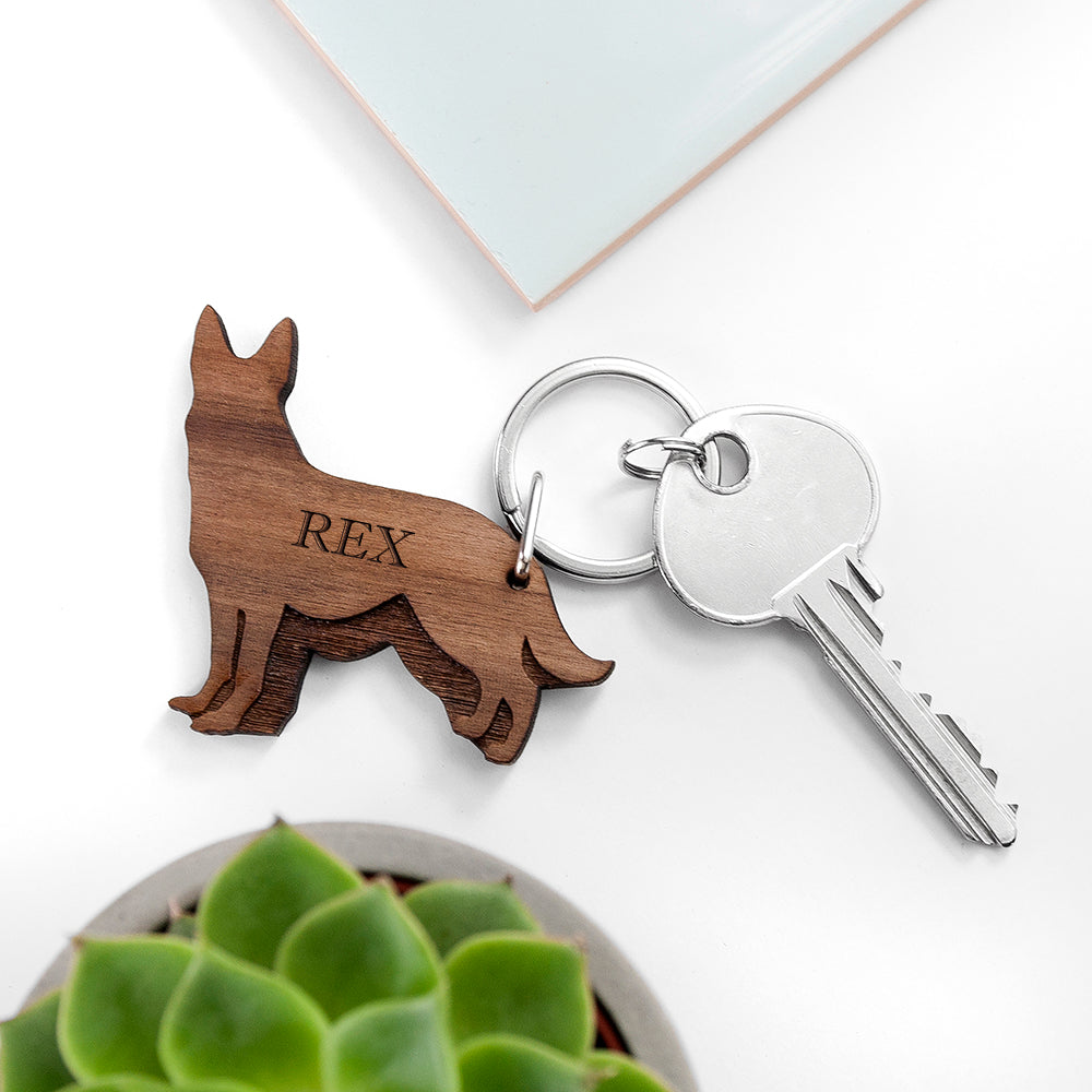 Personalised Dog Breed Wooden Keyring