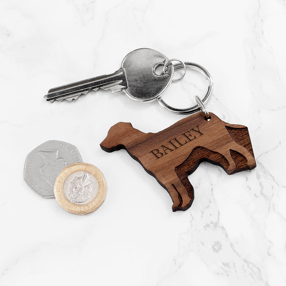 Personalised Dog Breed Wooden Keyring