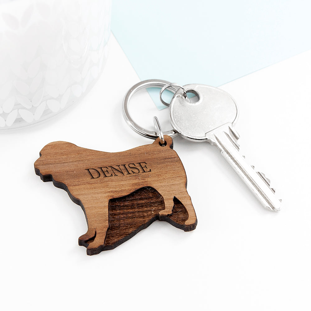 Personalised Dog Breed Wooden Keyring