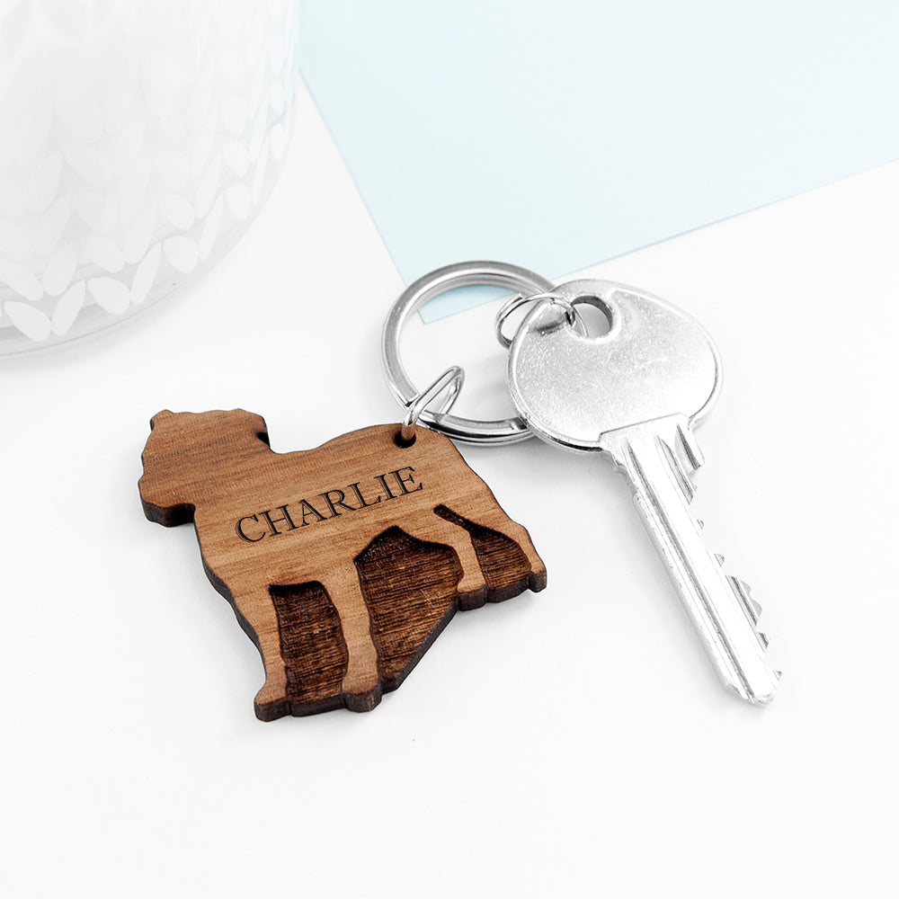 Personalised Dog Breed Wooden Keyring