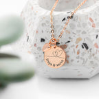 Personalised Dual Hearts Polished Heart & Disc Necklace
