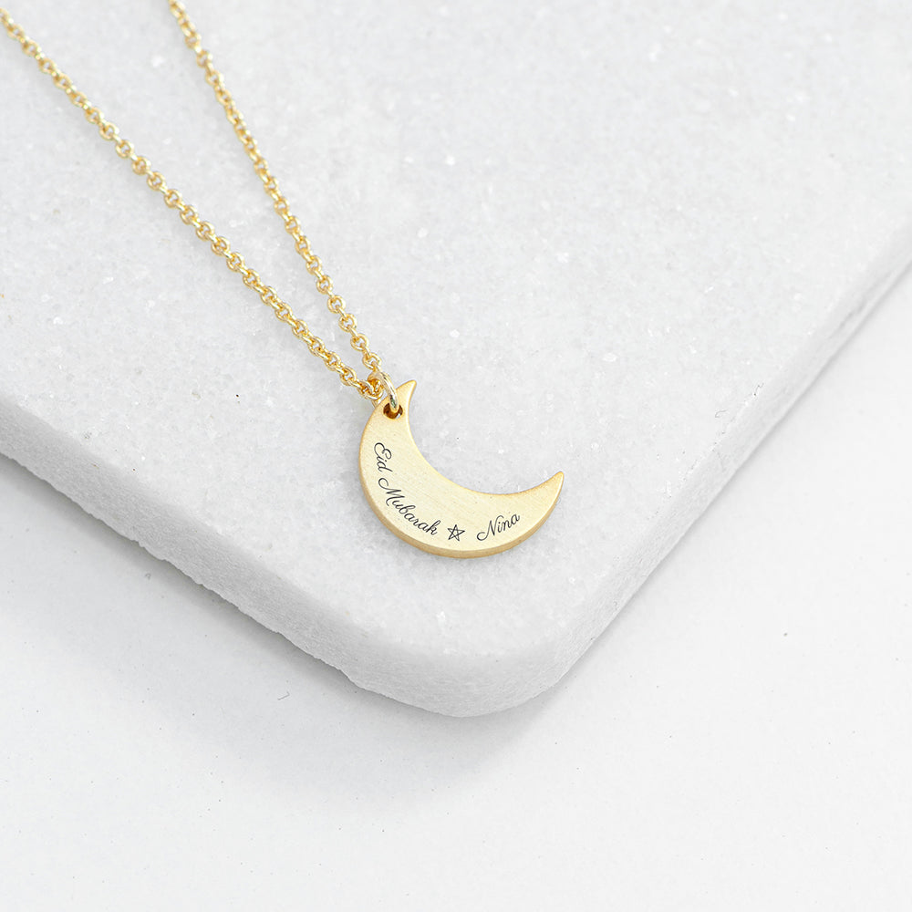Personalised Eid Mubarak Crescent Moon Necklace