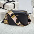 Personalised Elie Beaumont Black Bag with Pink Camouflage Strap