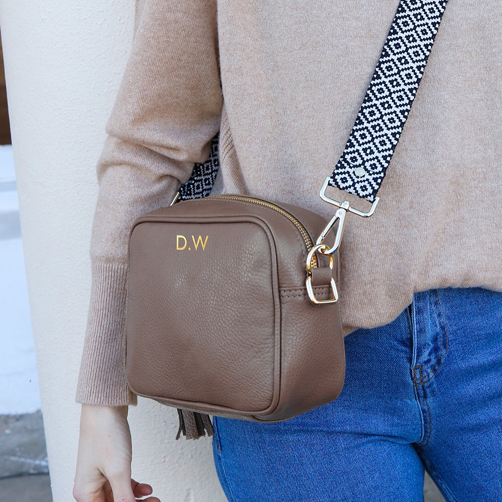 Personalised Elie Beaumont Grey Bag with Baroque Strap