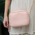 Personalised Elie Beaumont Pink Bag with Gold Chain Strap