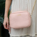 Personalised Elie Beaumont Pink Bag with Gold Chain Strap