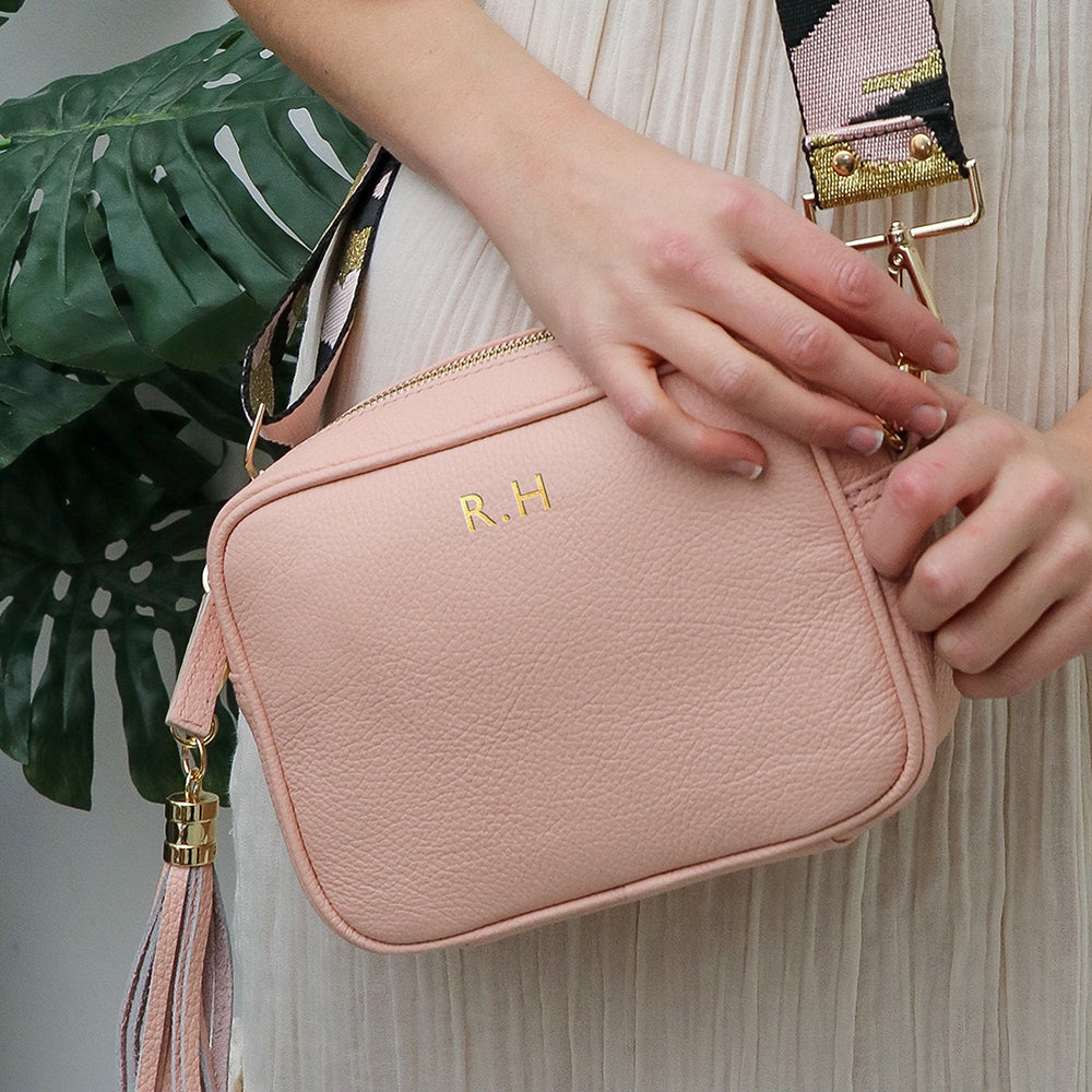 Personalised Elie Beaumont Pink Bag with Pink Camouflage Strap