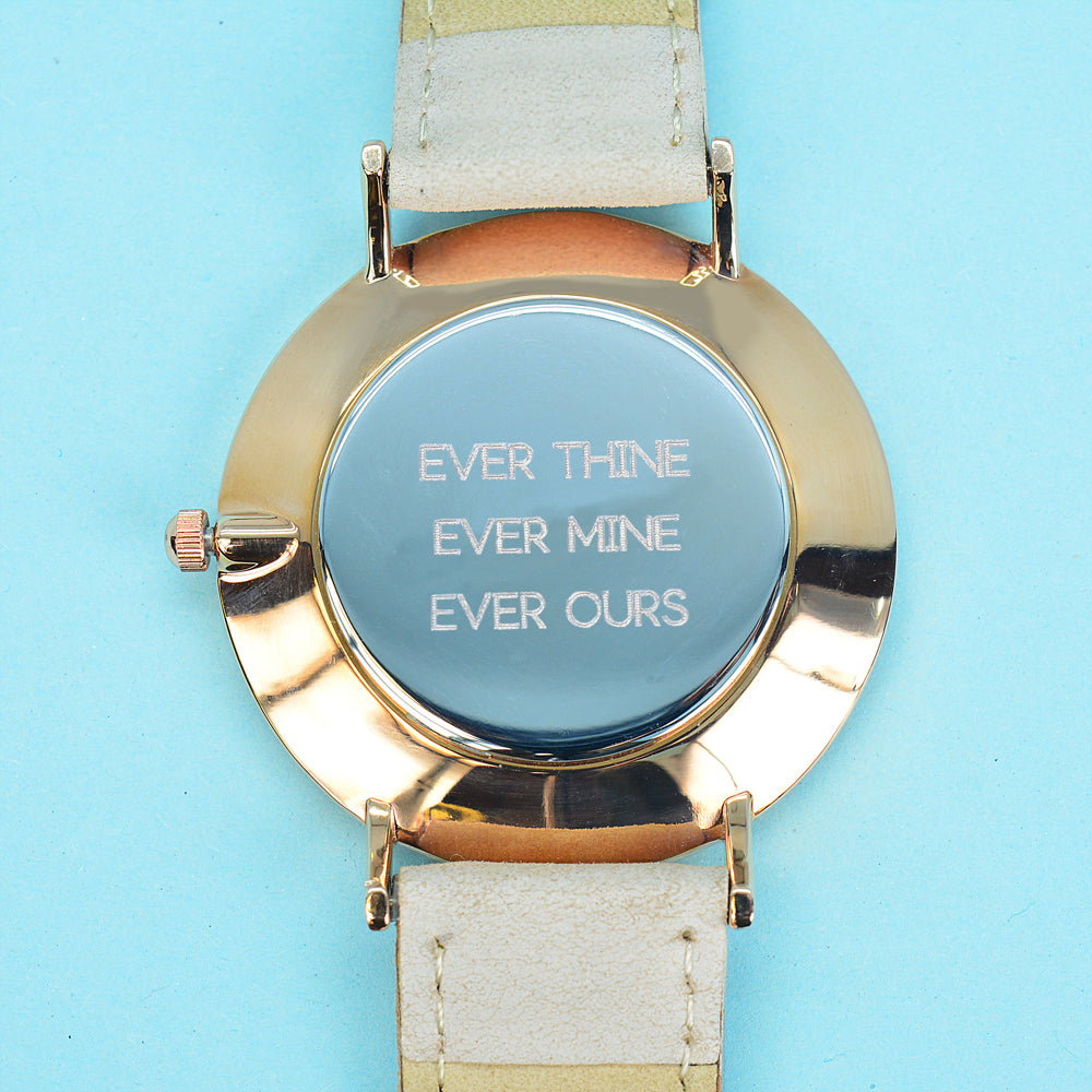 Modern - Vintage Personalised Leather Watch in Stone