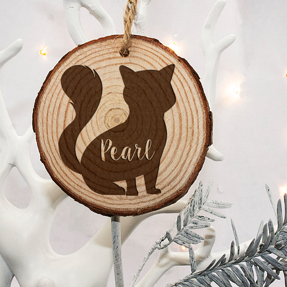 Personalised Engraved Cat Silhouette Christmas Tree Decoration