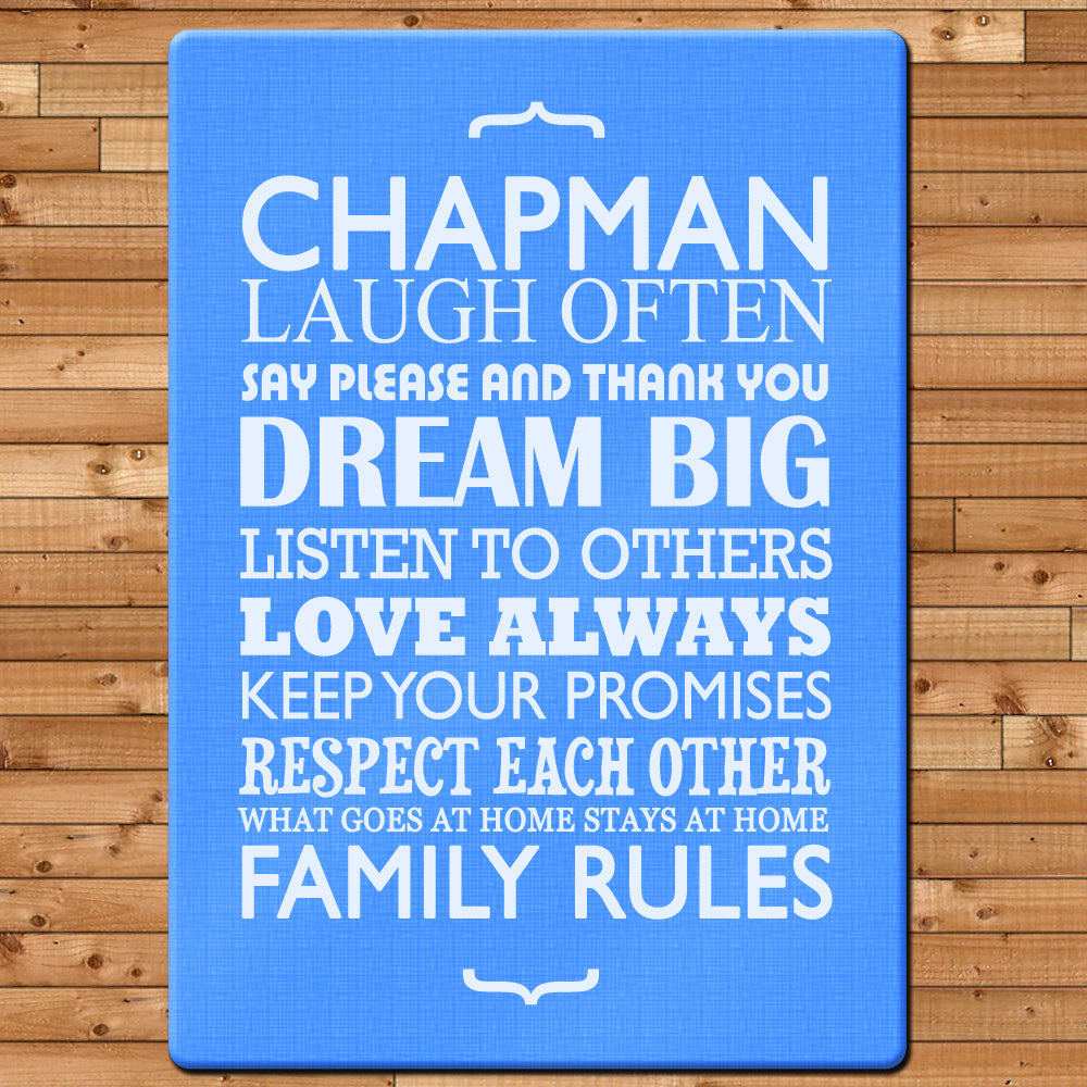 Personalised Family Rules Glass Chopping Board