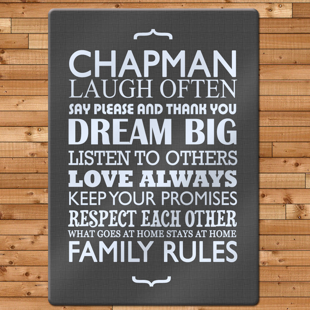 Personalised Family Rules Glass Chopping Board