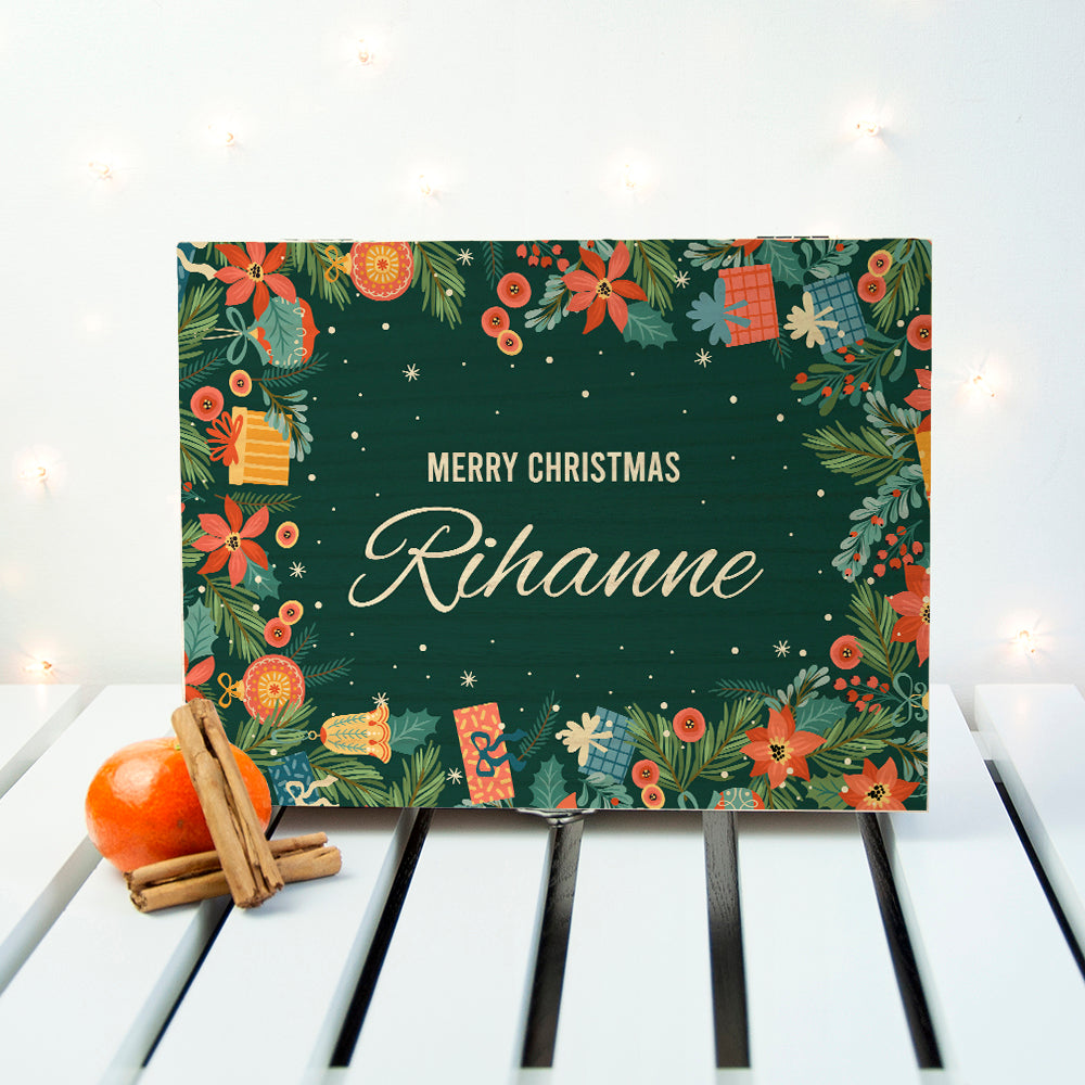 Personalised Floral Christmas Tea Box