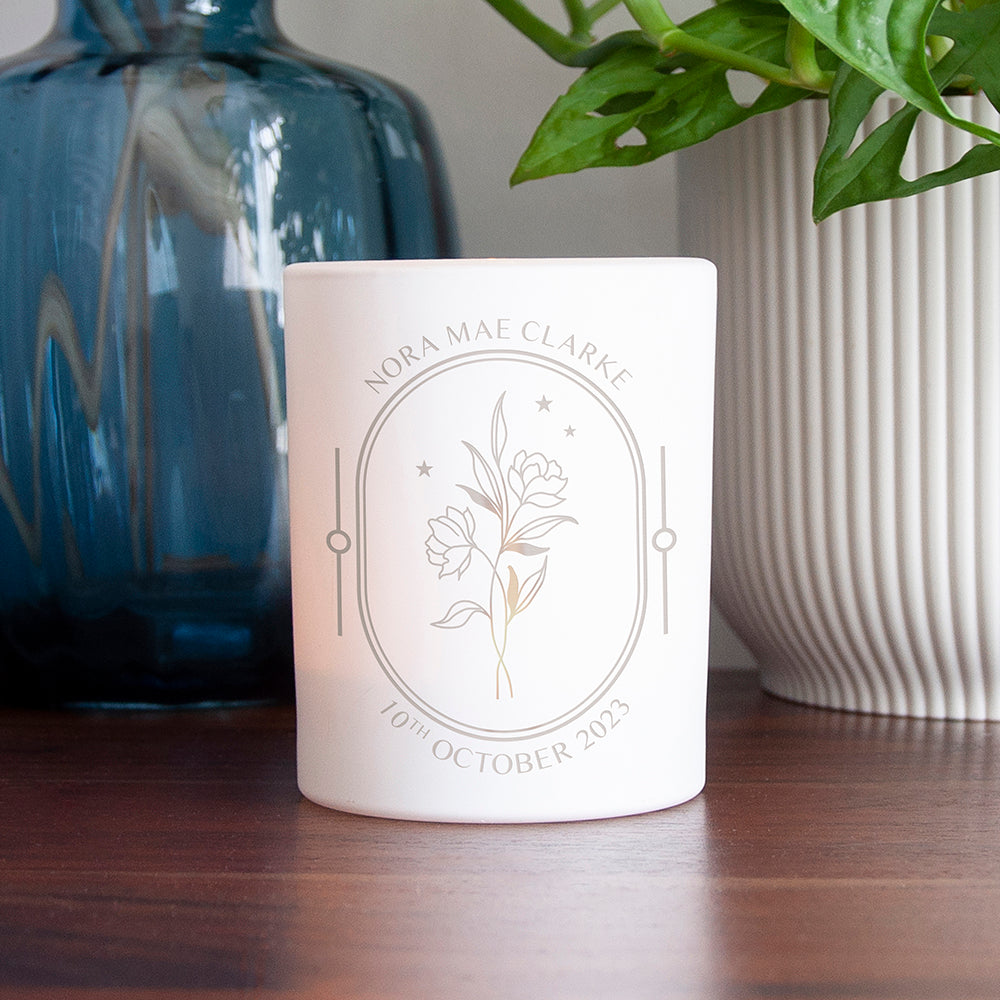 Personalised Floral Frame Candle Holder
