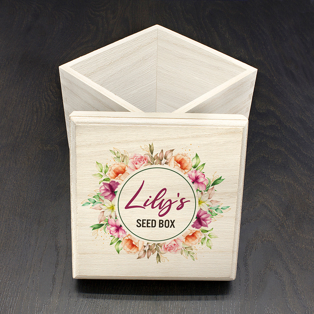 Personalised Flower Wreath Seeds Box
