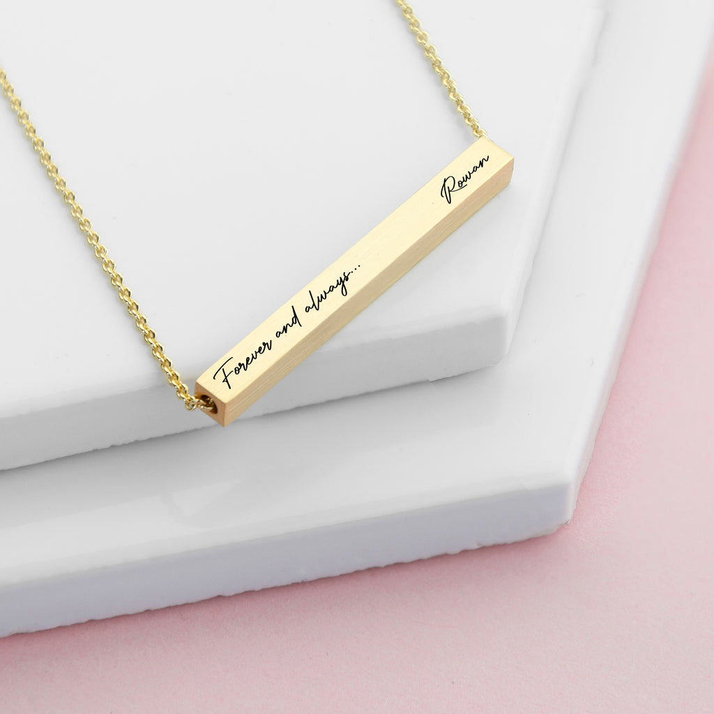 Personalised Forever and Always Horizontal Bar Necklace