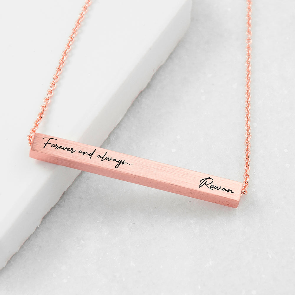 Personalised Forever and Always Horizontal Bar Necklace