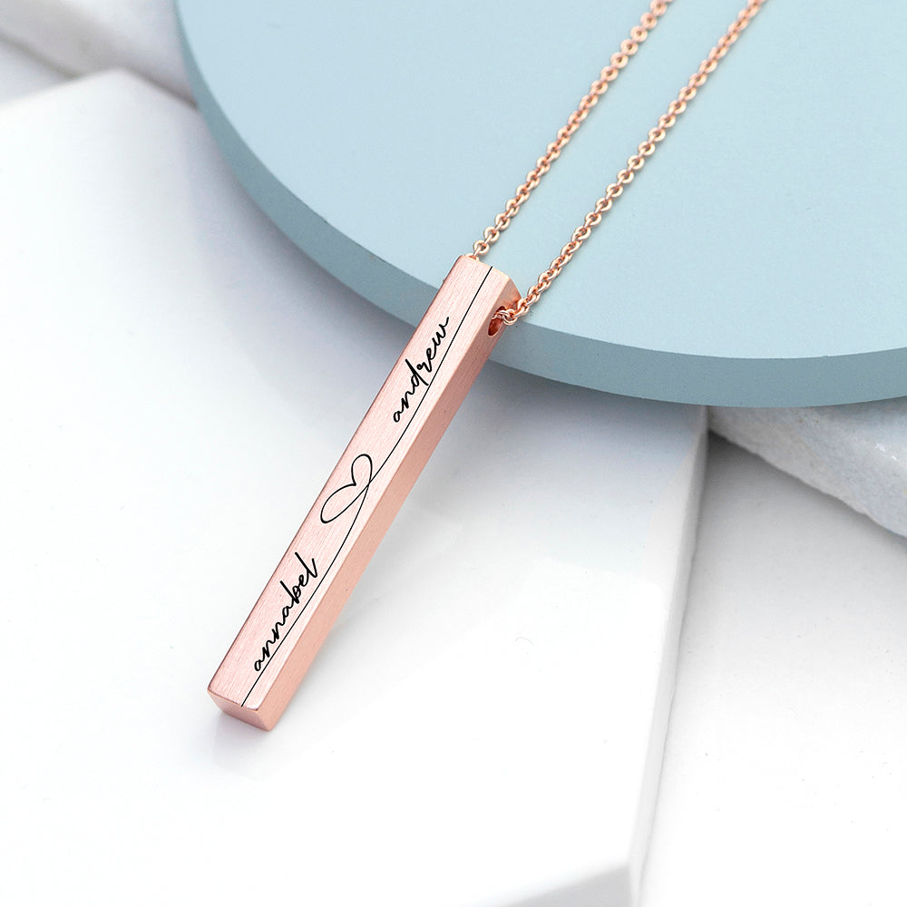 Personalised Forever and Always Vertical Bar Necklace