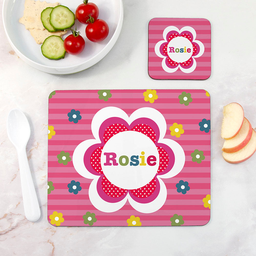 Personalised Girl's Floral Placemat Set