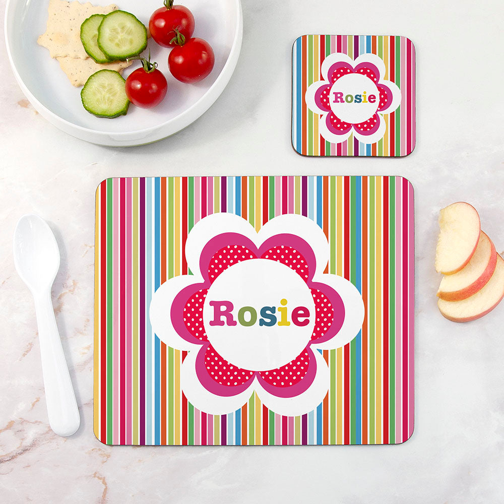 Personalised Girl's Floral Placemat Set