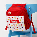 Personalised Girl's Patterned Red Rucksack