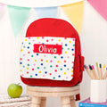 Personalised Girl's Patterned Red Rucksack