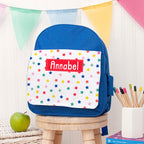 Personalised Girl's Patterned Royal Blue Rucksack