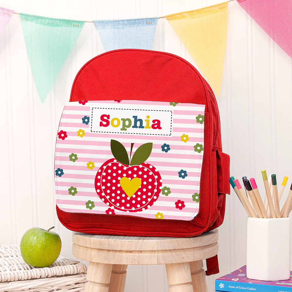 Personalised Girl's Red Mini Rucksack