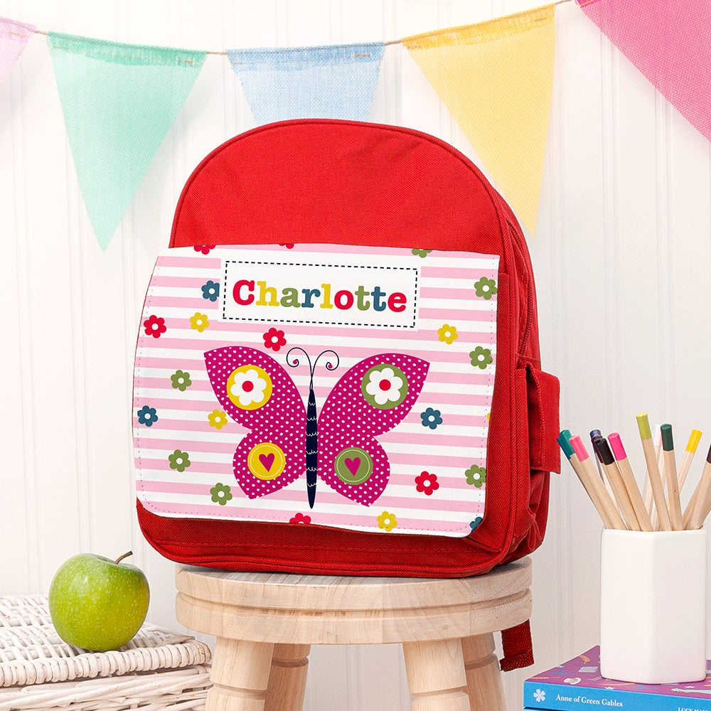 Personalised Girl's Red Mini Rucksack