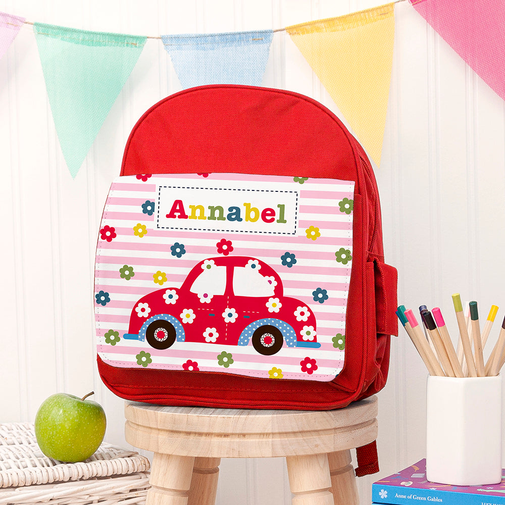 Personalised Girl's Red Mini Rucksack