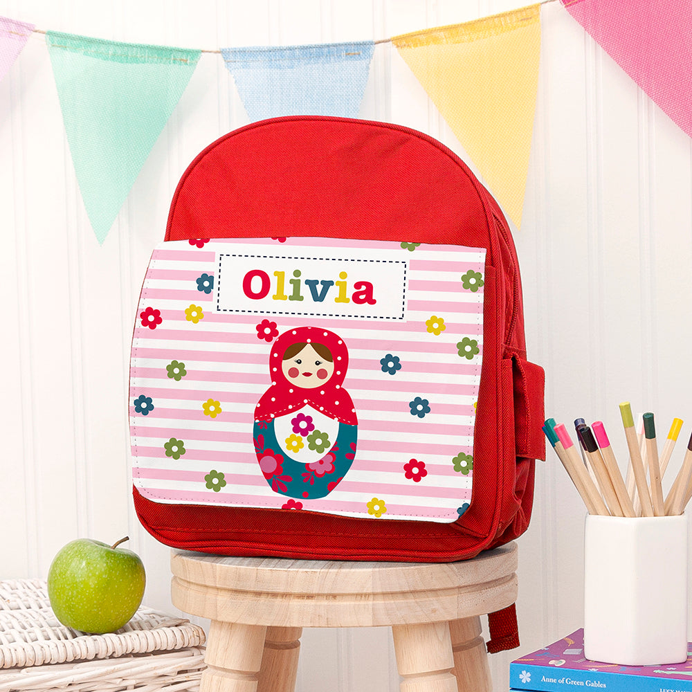 Personalised Girl's Red Mini Rucksack