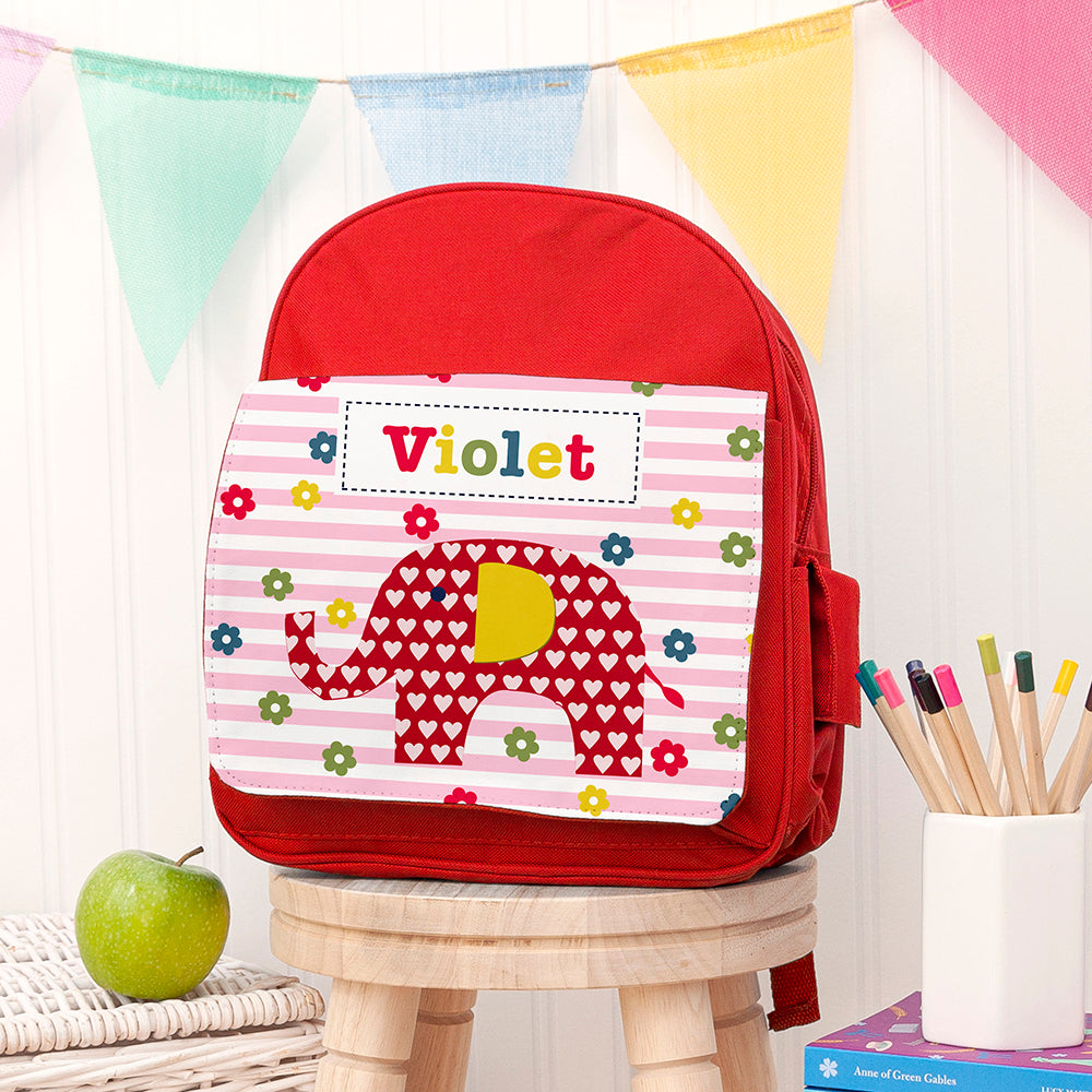 Personalised Girl's Red Mini Rucksack