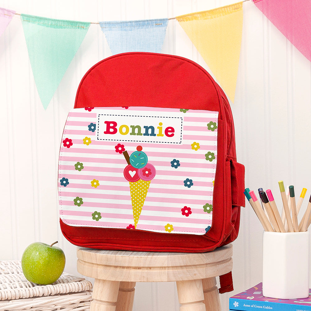 Personalised Girl's Red Mini Rucksack