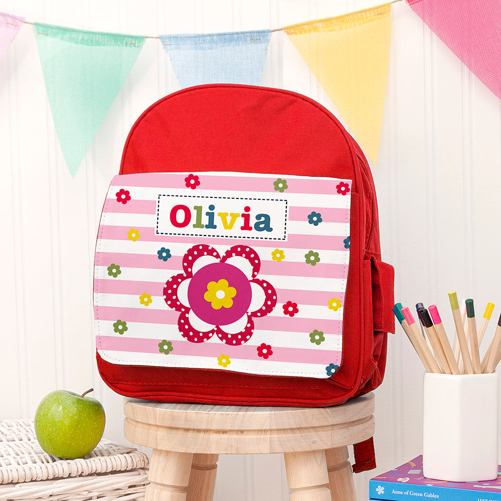 Personalised Girl's Red Mini Rucksack